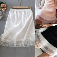 Pleated Lace Mesh Pure Cotton Basic Fairy Skirts Womens Midi Hippie Elastic Skirts Faldas Largas Mujer Sweet Mori Girl ticoat