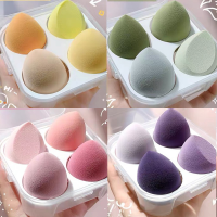 4Pcs กล่องที่มีสีสันไข่งาม Water Drop Face พัฟแต่งหน้าฟองน้ำเปียกและแห้งเครื่องสำอางค์อุปกรณ์เสริมเครื่องมือ