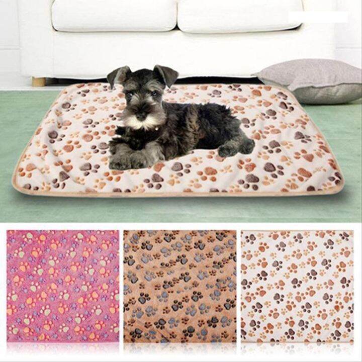 Pet Dog Bed Blanket Soft Fleece Cat Cushion Paw Print Pet Cats Cover