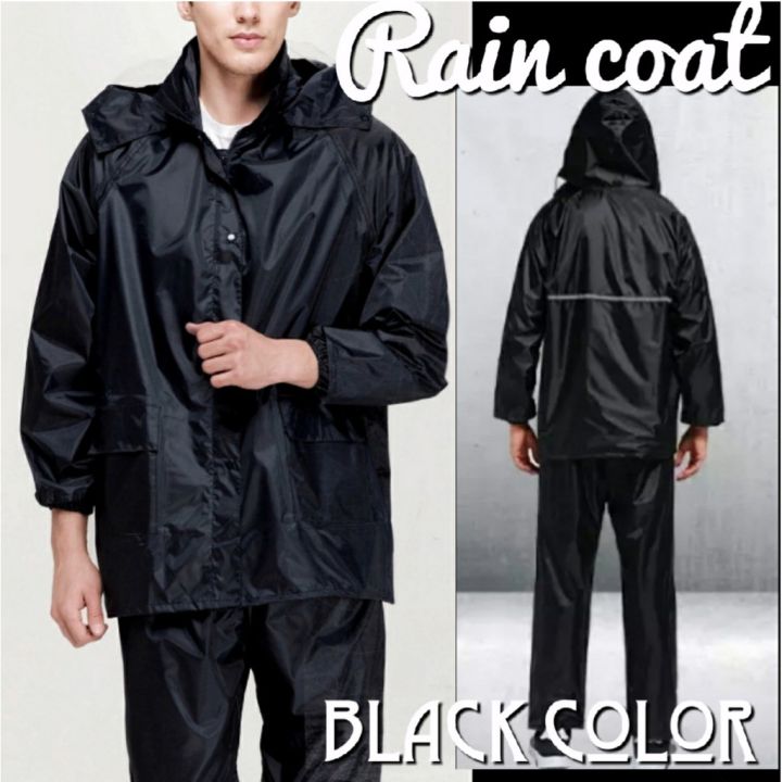 ชุดกันฝน-เสื้อพร้อมกางเกง-ยี่ห้อfenjin99-มีกระเป๋าใส่-ผ้าหนาทนทาน-สีดำ