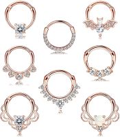 1PCS 16G Septum Clicker Rings Hoop Hinged Segment Nose Rings Cartilage Tragus Hoop Helix Daith Earrings Nose Piercing Jewelry