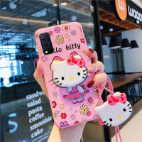 ใหม่การ์ตูนสีชมพูสำหรับ VIVO Y12s Y20i Y20 Y20s Y30 Y30i Y50แฟชั่น Hello Kitty โทรศัพท์ผู้ถือ Lanyard Soft TPU ปกหลัง