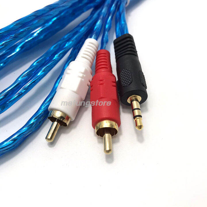 สายสัญญาณเสียง-rca-2-หัว-3-5stereo-1-หัว-สำหรับมือถือ-คอมพิวเตอร์-โฮมเธียเตอร์-สาย-1-ออก-2-ต่อมือถือ