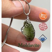 1 Pc Natural Genuine Moldavite Pendant with free chain from Czech Republic for Healing