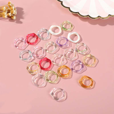 แหวนแฟชั่น แหวนอะคริลิคเรซิ่น ทรงหลายเหลี่ยม สีแคนดี้ สไตล์เกาหลี สีสันสดใส เครื่องประดับผู้หญิงและผู้ชาย ราคาขายส่ง