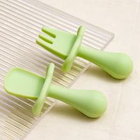 Baby Silicone Utensils Food Accessories for Kids Tableware Baby Feeding Things for Babies Training Spoon Fork Set Solid Color Bowl Fork Spoon Sets