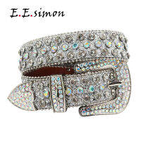 Hot Rhinestone เข็มขัด Studded Skull Lether Belts สำหรับผู้หญิงแบรนด์หรูดีไซน์เนอร์สายสำหรับซัพพลายเออร์กางเกงยีนส์สีขาวสีดำ-TIOH MALL