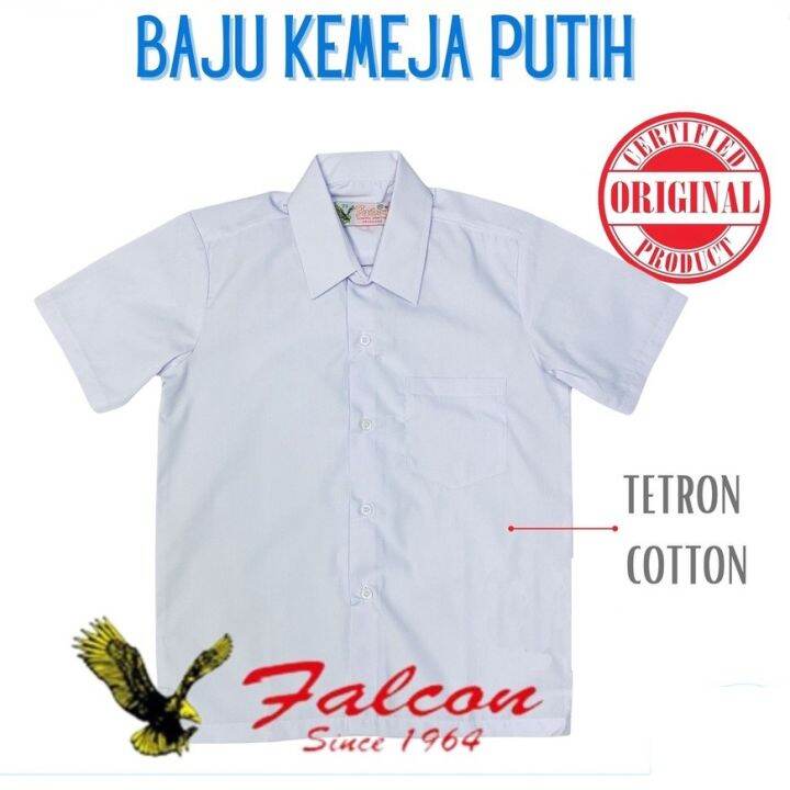 Baju Sekolah Kemeja Putih Kain Cotton Lengan Pendek White Shirt Tetron ...