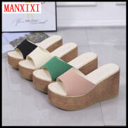 MANXIXI Fashion Women High Heels Beautiful 3.54 Inches Wedge Sandals Size