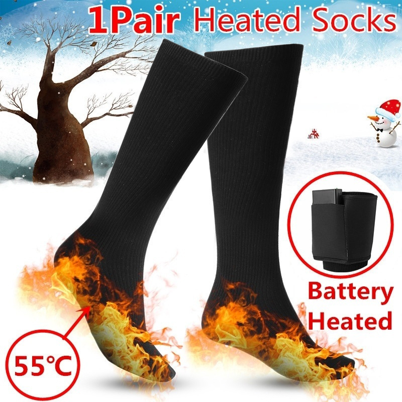 4.5v Battery Heated Unisex Electric Heating Long Socks Winter Feet War-JT 