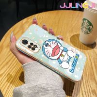 Jlingji เคสสำหรับ Xiaomi Redmi โน๊ต11 S Note 11 5G Note 11T Note 11T Note 11 SE Poco M4 Pro 5G เคสแฟชั่นลายโดราเอมอนด้านดีไซน์ใหม่เคสโทรศัพท์ซิลิโคนฝาปิดเลนส์กล้องเต็มป้องกันกล่องกันกระแทกนิ่ม