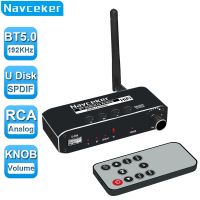 Navceker DAC Digital to Analog Audio Converter With Bluetooth Receiver Optical Toslink USB Disk to RCA 3.5mm Jack Stereo Adapter