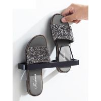 ▩☎ Black Silver Space Aluminum Slippers Shelf Bathroom Shoe Rack Modern Afterdoor Storage Rack