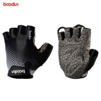 hotx【DT】 Boodun Silicone Cycling Anti-slip Anti-sweat Men Half Gloves Breathable Anti-shock