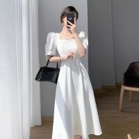 COD DSTGRTYTRUYUY summer white puff sleeve dress formal dress plus size bridesmaid cocktail dresses for women korean style debut formal dress elegant retro graduation dress