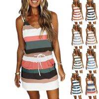 [COD] 2022 European and cross-border independent station wish summer womens with loose straps printed striped vest dress