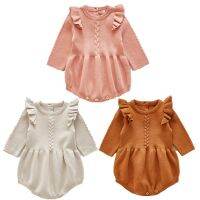 Kid t Baby Girls Warm Clothes Long Sleeves Winter Ruffles Romper Wool Casual Playsuit Clothing