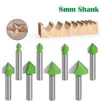 【DT】hot！ 1PC 8MM Shank Milling Cutter Wood Carving V Type Slotting Grooving Tools router bit set Safety