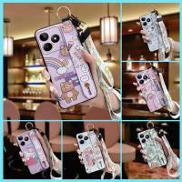 Anti-knock Kickstand Phone Case For Realme C53/Narzo N53 Wristband ring Shockproof Lanyard Cartoon Silicone Cute