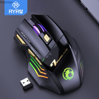 RYRA เมาส์แบบชาร์จไฟได้เกมเมอร์สำหรับคอมพิวเตอร์เมาส์เล่นเกมส์ RGB บลูทูธ2.4กรัมเมาส์เงียบเมาส์ USB ออกแบบตามหลักการยศาสตร์สำหรับแล็ปท็อป PC Meimiao