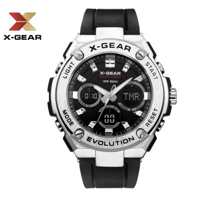 Watchtime นาฬิกาข้อมือผู้ชาย X-GEAR-3788P หน้าปัดขนาด 48 มม. ระบบเข็มกับดิจิตอล จับเวลา ตั้งปลุก มีวันที่ เดือนปีสายสีดํา   หลายสี