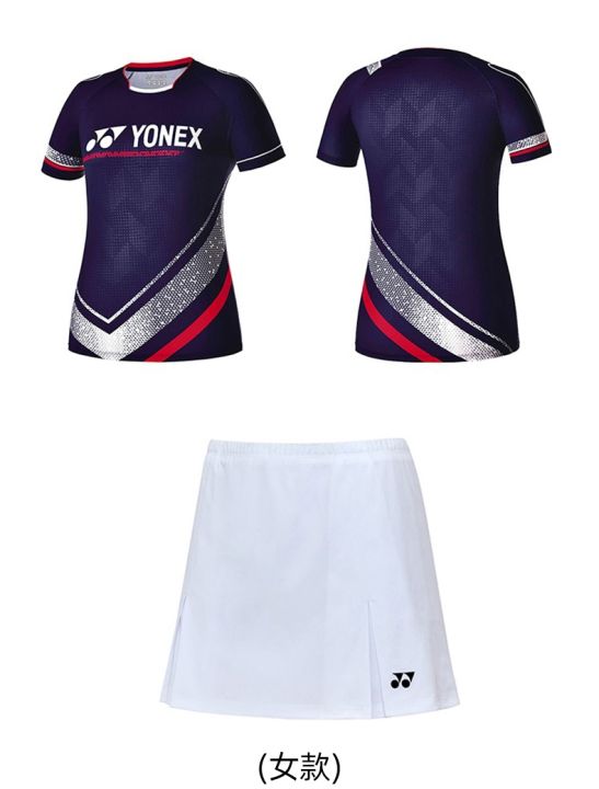 yonex-ชุดทีมฝึกเสื้อแขนยาวกีฬาเทนนิสแขนสั้นแห้งเร็วสำหรับผู้หญิงชุดกีฬาแบดมินตันใหม่