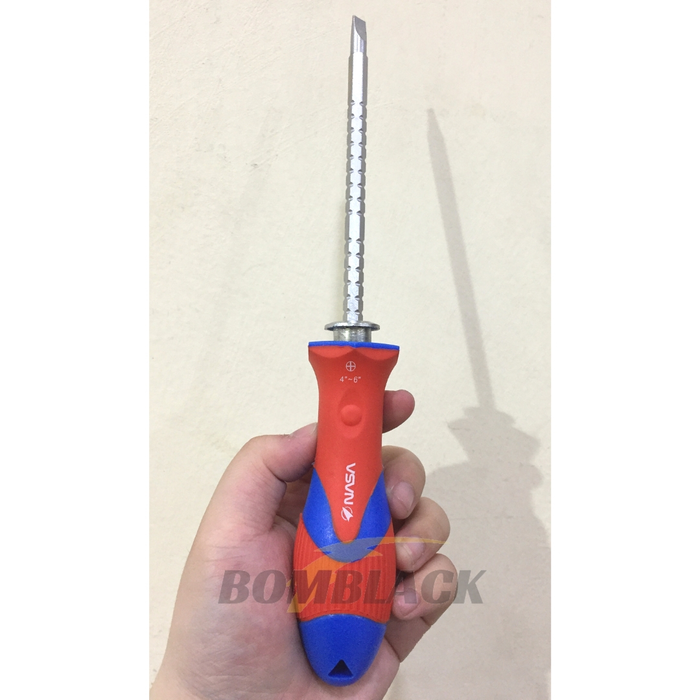 Obeng Plus Minus 4 inch Bolak Balik Tarik Panjang Pendek NASA Merah ...
