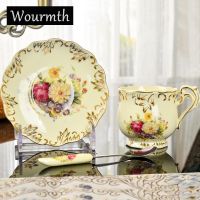 hotx【DT】 European Ivory Teacup and Saucer 250ml High-quality Cup Set Drinkware