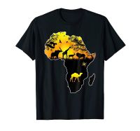 African Savannah Safari Wildlife Africa Map Fashion T Shirts Men Summer Print Casual Men Customize Tee Shirts