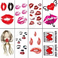 10 X 6 CM Sexy Red Black Kiss Lips Body Art Beauty Makeup Waterproof Temporary Tattoo Stickers Stickers