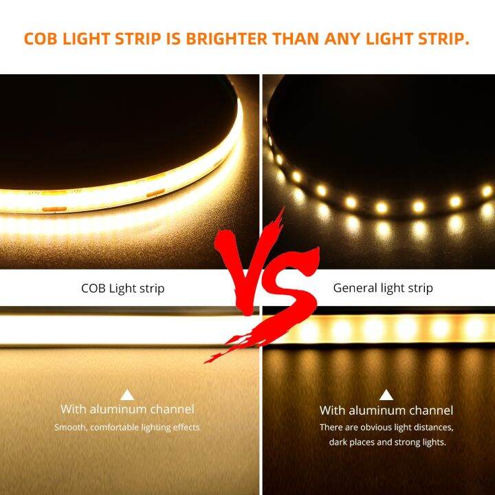 cob-led-strip-tape-light-12v-320-leds-m-width-8mm-with-adapter-rf-remote-cabinet-door-touch-dimmer-hand-sweep-pir-motion-sensor