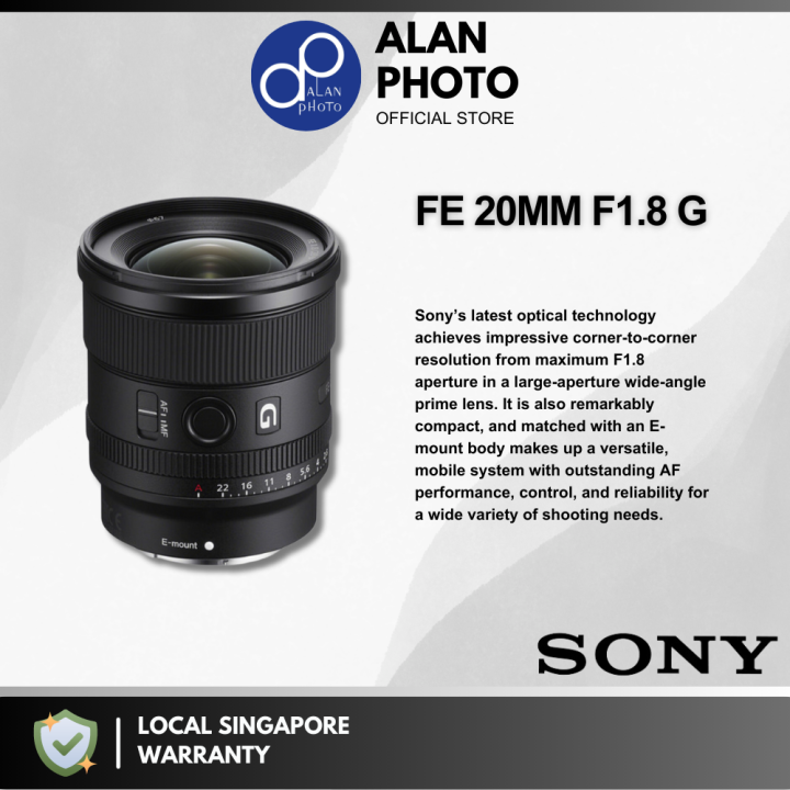 Sony FE 20mm F1.8 G Lens For Sony A7RM5/A7SM3/A7M4/A7M3/A7C/ZV-E1