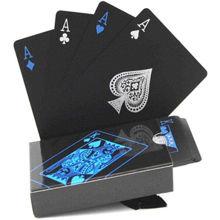Black Playing Card Poker Game Deck Blue Silver Poker Suit Plastic Magic 