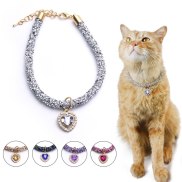 Collier de chat réglable En Cristal De Luxe, pendentif COEUR Gemme, fête