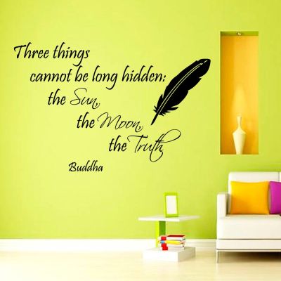 ZOOYOO Three Things Cannot Be Long Hidden Buddha Wall Sticker Feather Decoration Wall Art Murals Living Room Bedroom Wall Decals