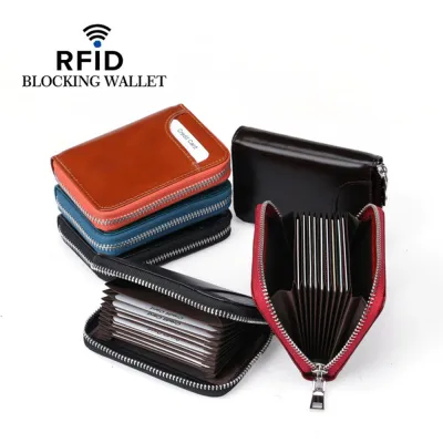 Vintage Waterproof Card Bag Purse Leather Card Holder RFID Blocking Card Holder Wallet Card Holder