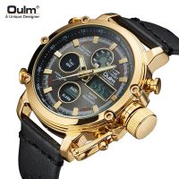 Oulm European radium leather watch fashion mens watch electronic quartz wind watch watch 【QYUE】