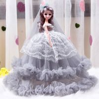 30CM Large BJD Barbi Doll Lace Wedding Dress Princess 9 Movable Jointed Dolls Fashion Dress Children Toy for Girl Christmas Gift
