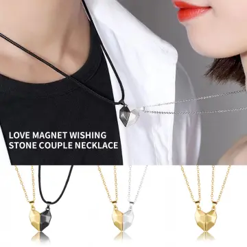 2pcs Magnetic Heart Shaped Couple Necklace For Women, Valentine's Day  Sweater Chain, Best Friends, Party Gift Jewelry