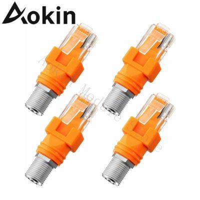 4pcs/lot RF To RJ45 Converter Adapter F Female To RJ45 Male Coaxial Barrel Coupler Adapter Connector Coax Straight Connectors
