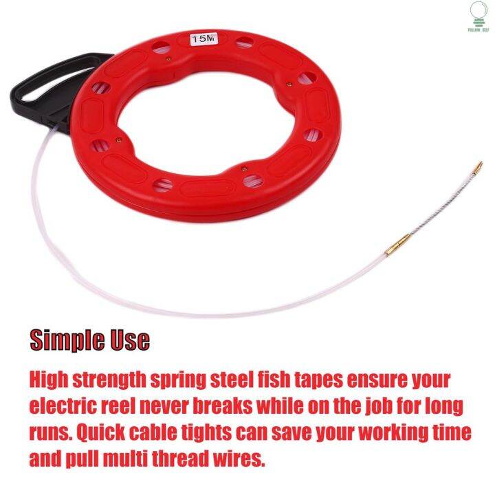 self-30m-fiberglass-fish-tape-reel-puller-conductive-electrical-cable-puller-with-impact-case-electric-or-communication-wire-puller-use-for-drywall-ceiling-under-rug-conduit-or-pipe