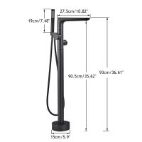 ชุดฝักบัวขาตั้งพื้นสีดำด้านสวิตช์หมุนน้ำร้อนเย็นก๊อกน้ำอ่างอาบน้ำห้องน้ำเครื่องผสมฝักบัวอาบน้ำก๊อกผสม JJIIJS Ksimmm