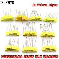 50pcs/lot Polypropylene Safety Film Capacitor 1nF 10nF 47nF 100nF 470nF Capacitance Correction Capacitors Assorted Kit 10 Values