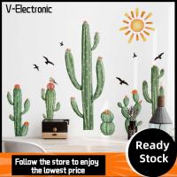 V-ELECTRONIC Boho Cactus สติ๊กเกอร์ติดผนัง ถอดออกได้ ทรอปิคอล cacti ต้นไม้สีเขียว สติ๊กเกอร์ศิลปะผนัง ห้องนั่งเล่นในห้องนั่งเล่น