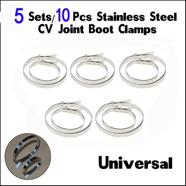 10x CV Boot Clips Kit Stainless Steel Axle CVJoint Crimp Clamp Set