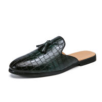 Black Patent Leather Crocodile Mules Men Half Shoes For Man Fashion Designer Shoes Mens Luxury Zapatillas Hombre Casual Slip On