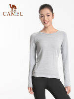 เสื้อยืดแขนยาวของผู้หญิง Camel Yoga ฟิตเนสโยคะชุดออกกำลังกายบางเบา