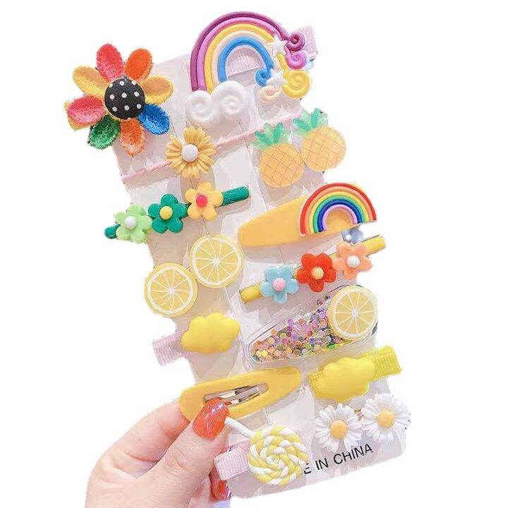 14-pcs-pack-kids-ins-style-cartoon-flower-fruit-hair-clip-girls-cute-hairpin-set-children-printed-hair-pins-handmade-women-bb-barrettes-7-styles-bangs-clip-hairgrips-girls-tail-holder-popular-hair-cla