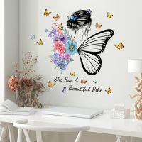 Butterfly English Slogan Girl Floral Wall Stickers Removable Vinyl Home Decor Living Room Bedroom Stickers