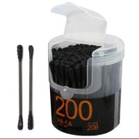 Japan exports original Laughing mothers disposable black cotton swab stick for ear cleaning with double-headed paper rod spiral head does not shed hair